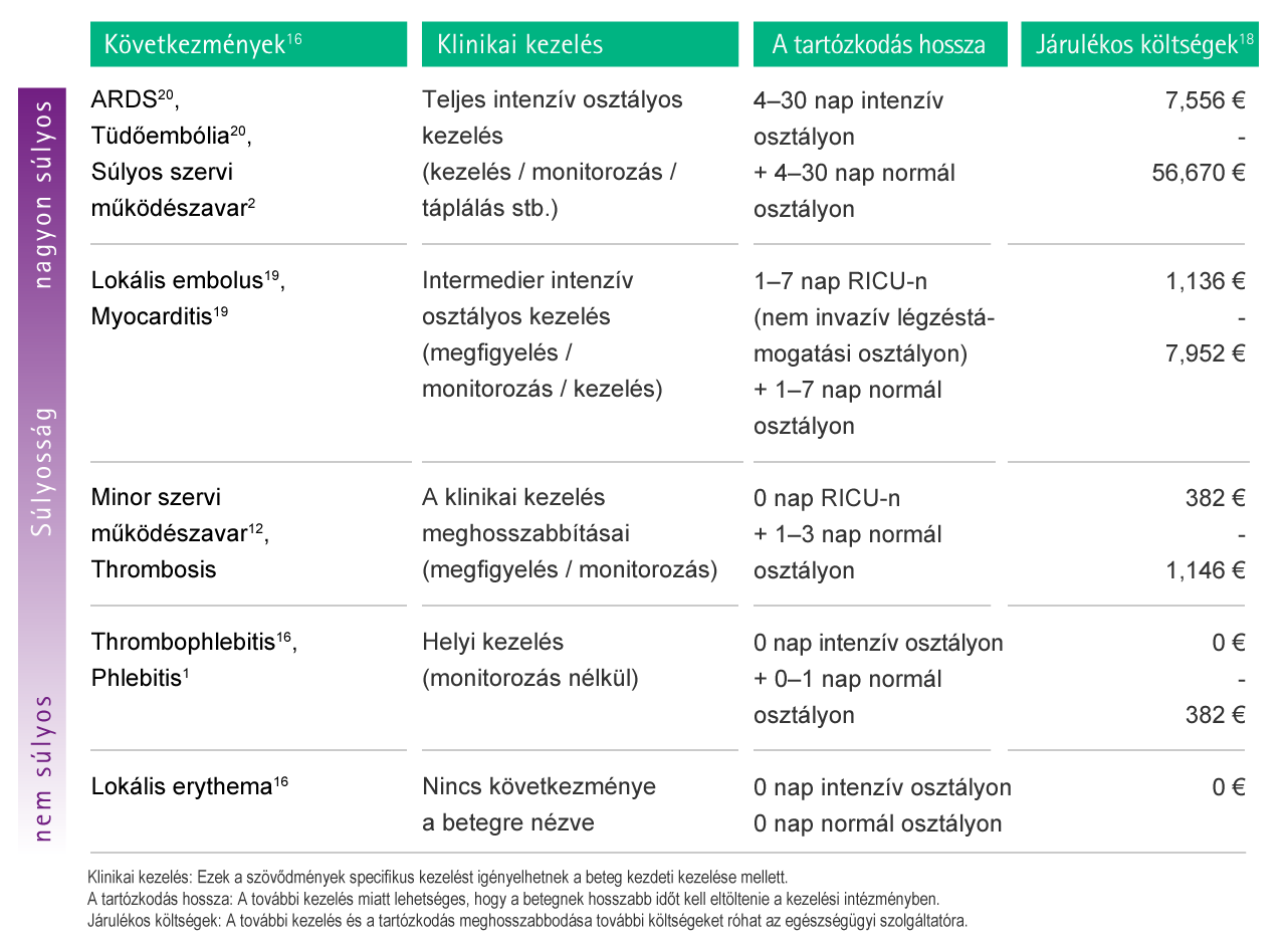 Table with estimations of possible additional costs as a consequence of complications caused by particulate contamination.